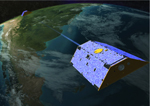 Illustratie van de GRACE-satellieten (bron: Center for Space Research, University of Texas, Austin).